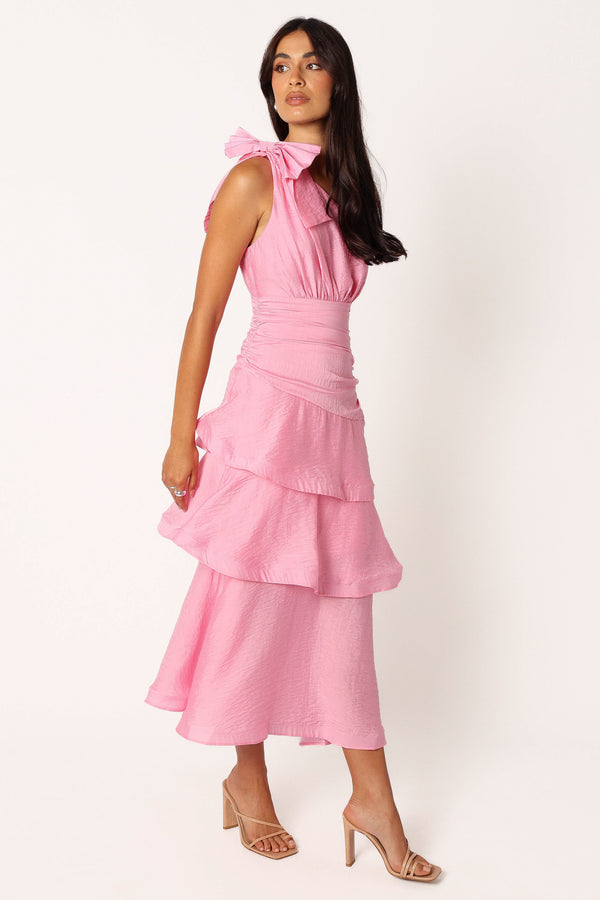 DRESSES @Bryson One Shoulder Midi Dress - Pink