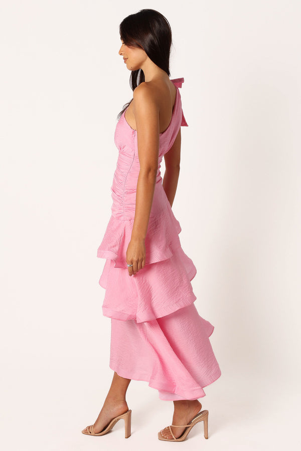 DRESSES @Bryson One Shoulder Midi Dress - Pink