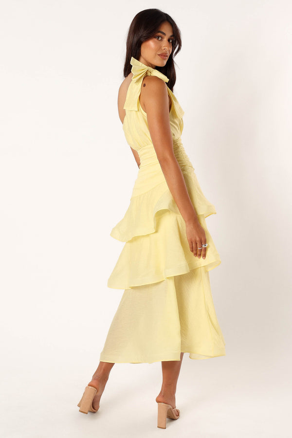 DRESSES @Bryson One Shoulder Midi Dress - Yellow