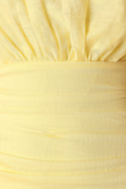 DRESSES @Bryson One Shoulder Midi Dress - Yellow