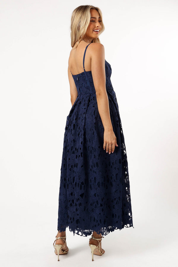 DRESSES @Byron Lace Midi Dress - Navy