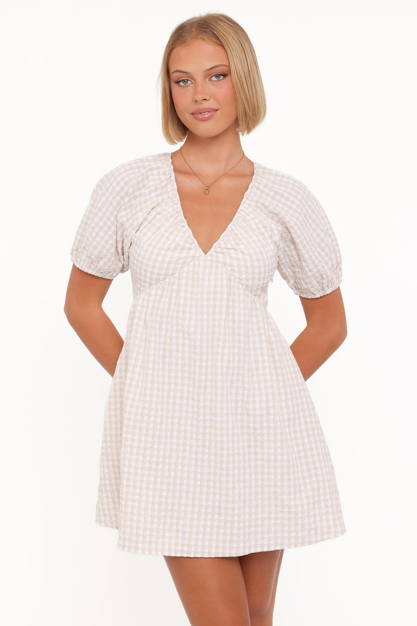 DRESSES Cadhla Mini Dress - Beige Gingham