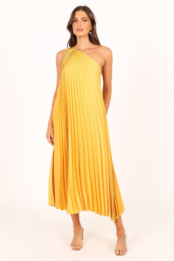 DRESSES @Cali One Shoulder Maxi Dress - Saffron