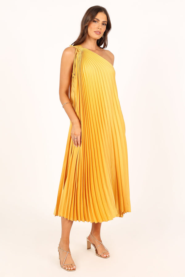 DRESSES @Cali One Shoulder Maxi Dress - Saffron