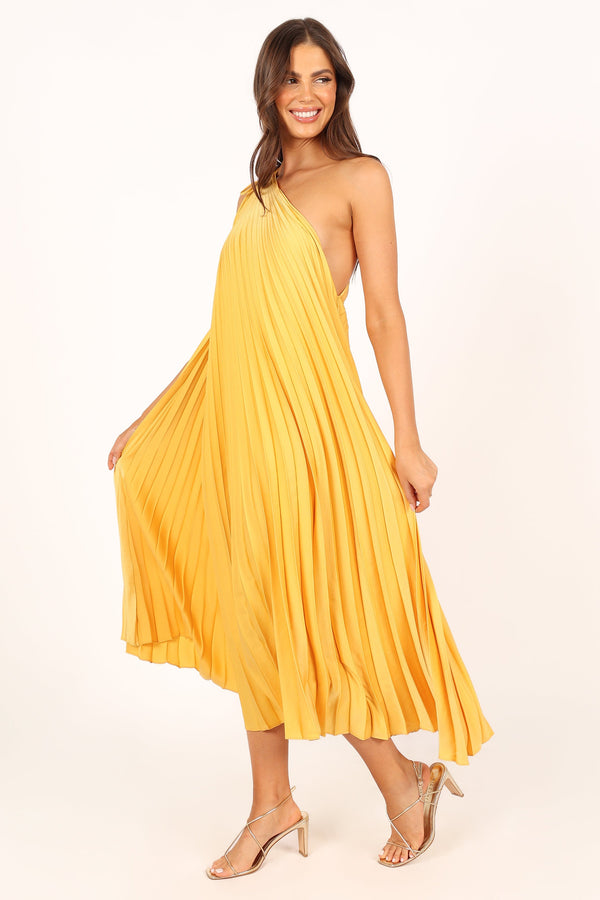 DRESSES @Cali One Shoulder Maxi Dress - Saffron