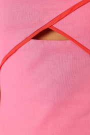 DRESSES @Callie Contrast Trim Maxi Dress - Pink
