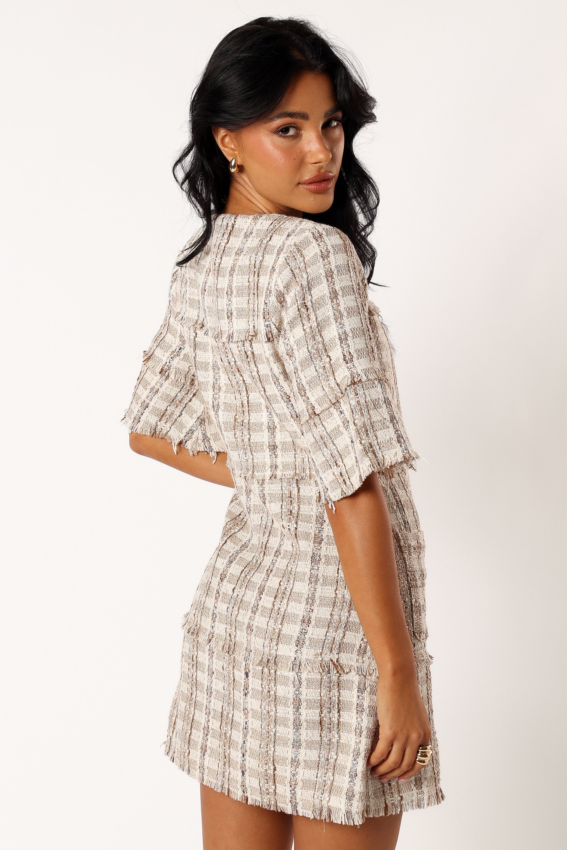 DRESSES @Calloway Mini Dress - Cream Tweed