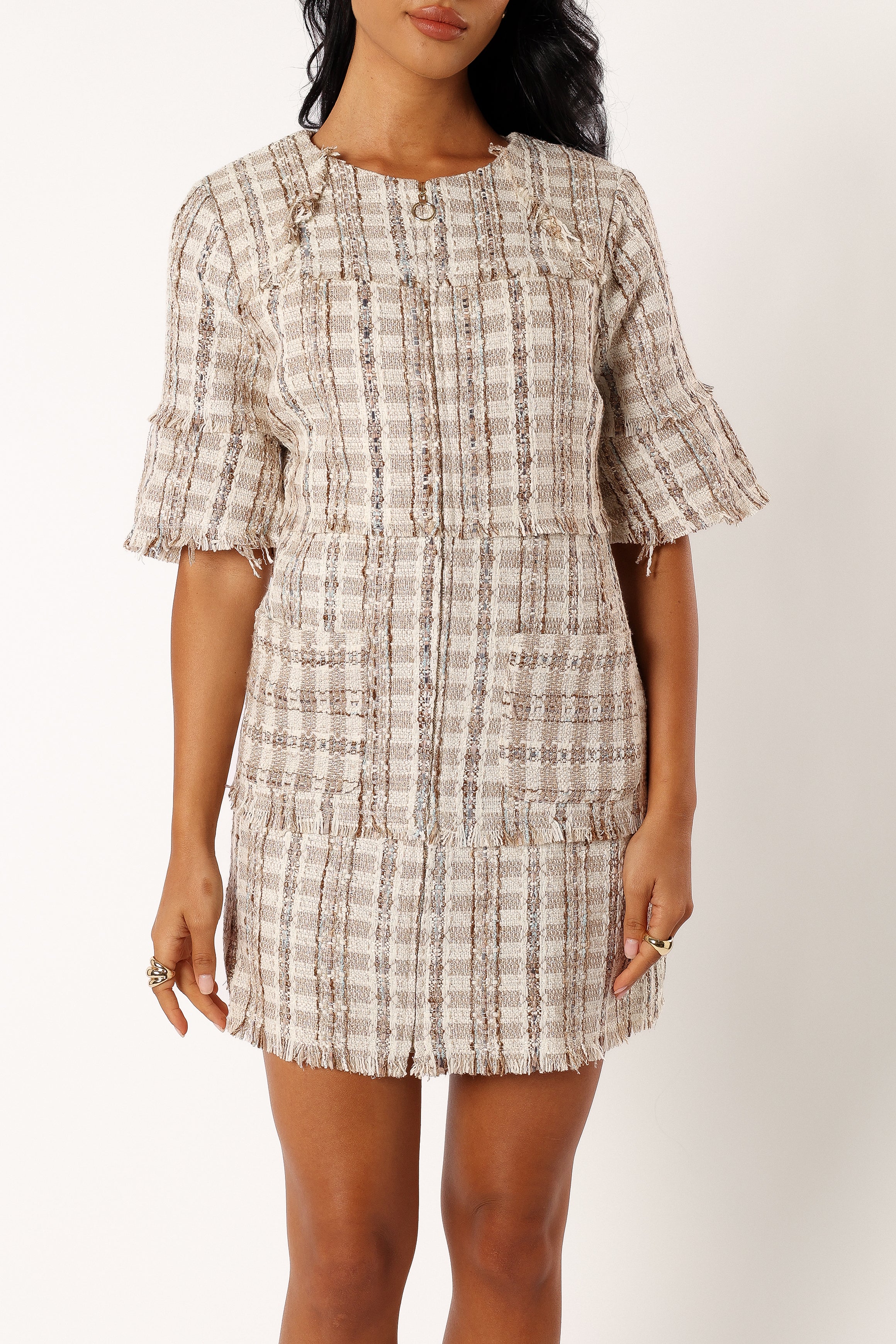 DRESSES @Calloway Mini Dress - Cream Tweed