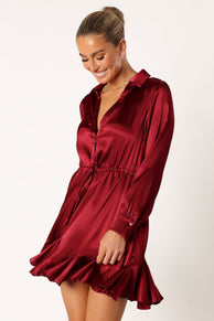 DRESSES @Callum Longsleeve Mini Dress - Burgundy