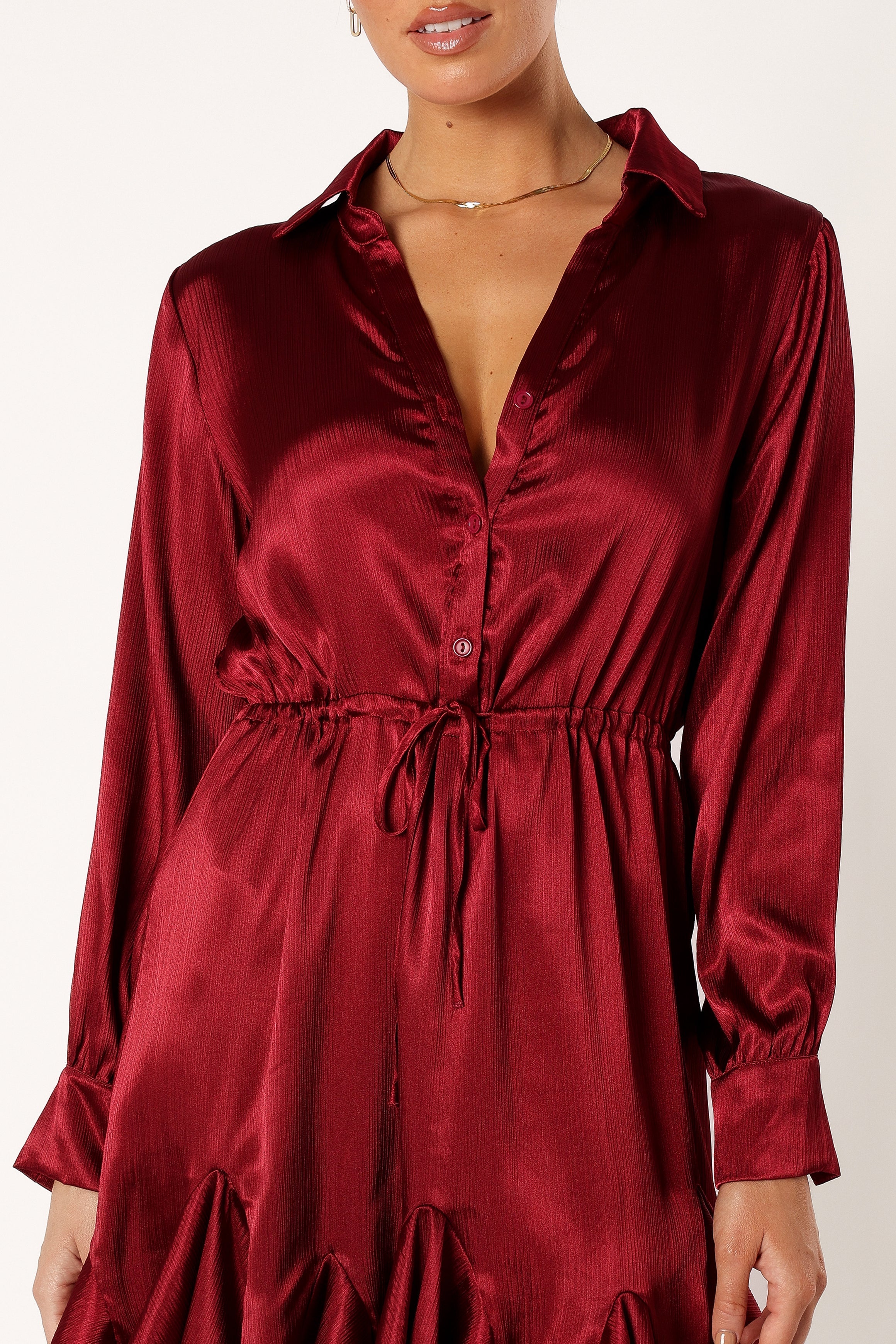 DRESSES @Callum Longsleeve Mini Dress - Burgundy