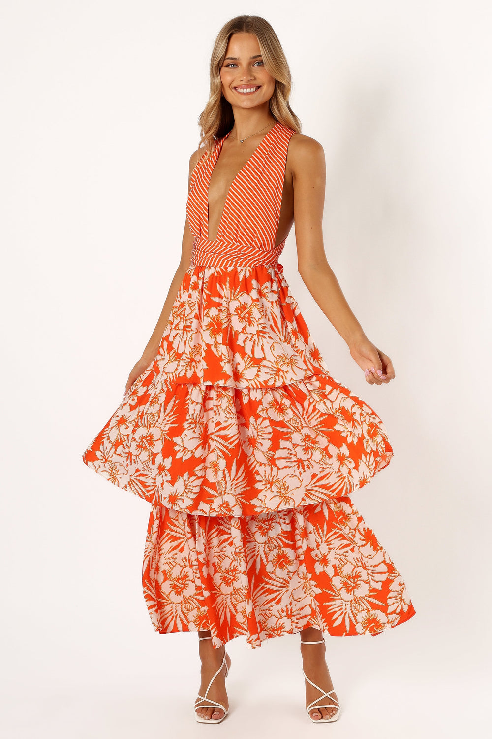 DRESSES Calypso Tiered Midi Dress - Orange