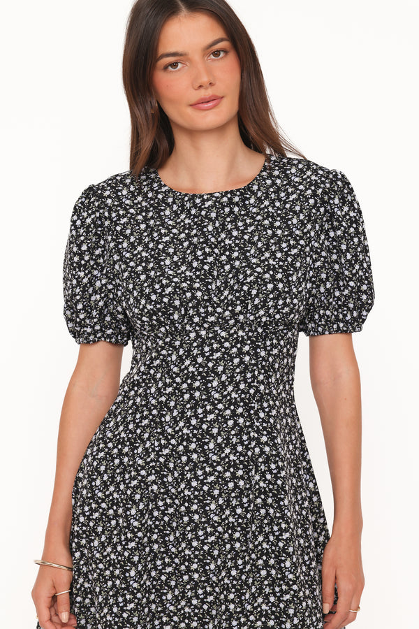 DRESSES Carmina Mini Dress - Black Ditsy Floral