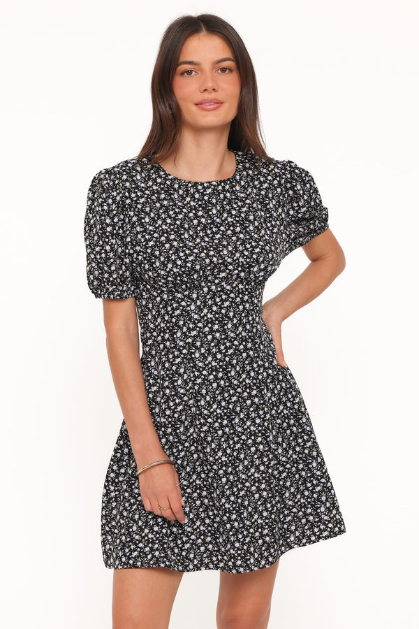 DRESSES Carmina Mini Dress - Black Ditsy Floral