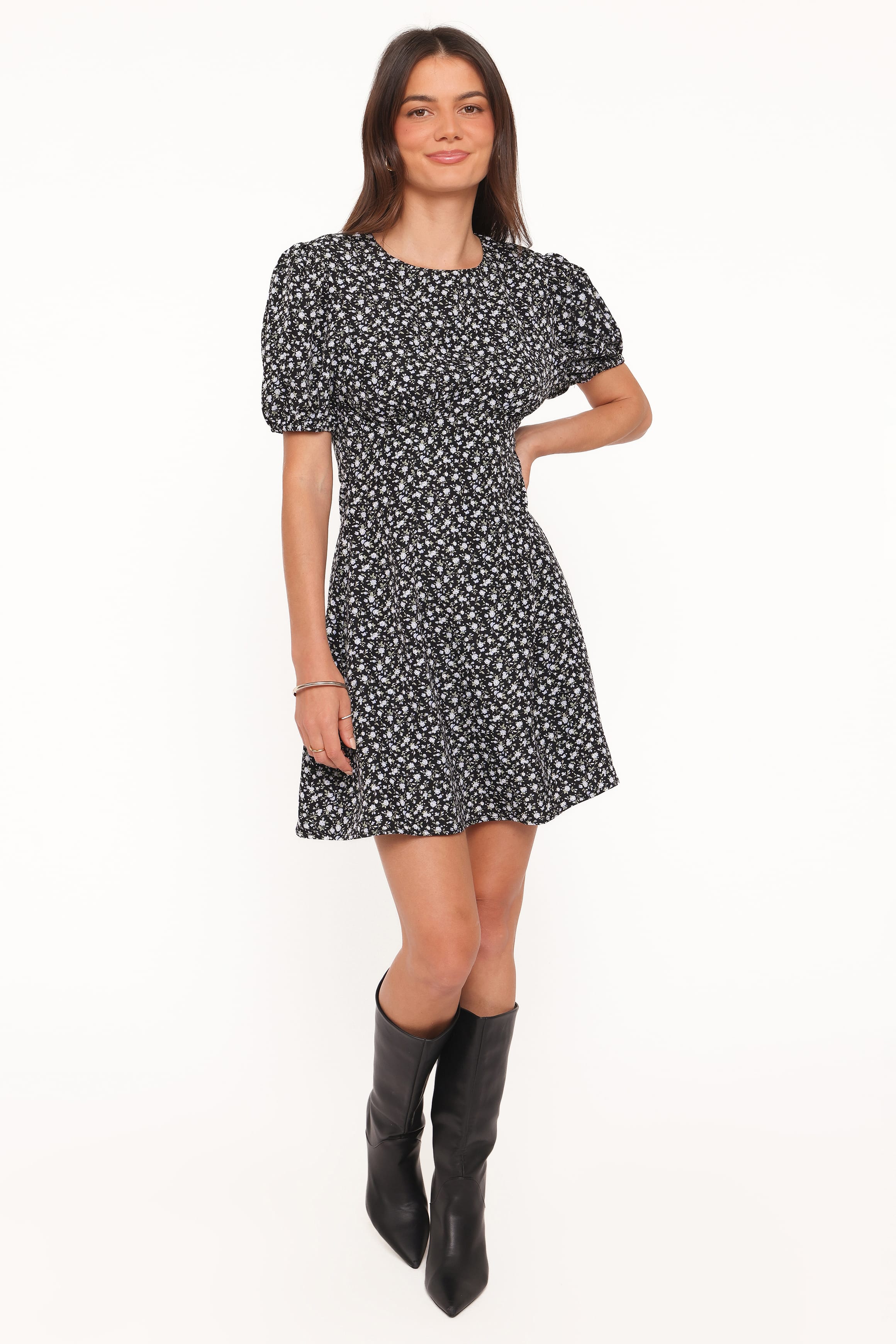 DRESSES Carmina Mini Dress - Black Ditsy Floral