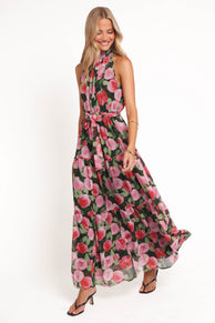 DRESSES Caroline Maxi Halter Dress - Black Floral
