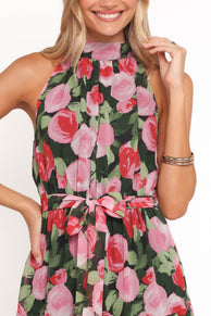 DRESSES Caroline Maxi Halter Dress - Black Floral