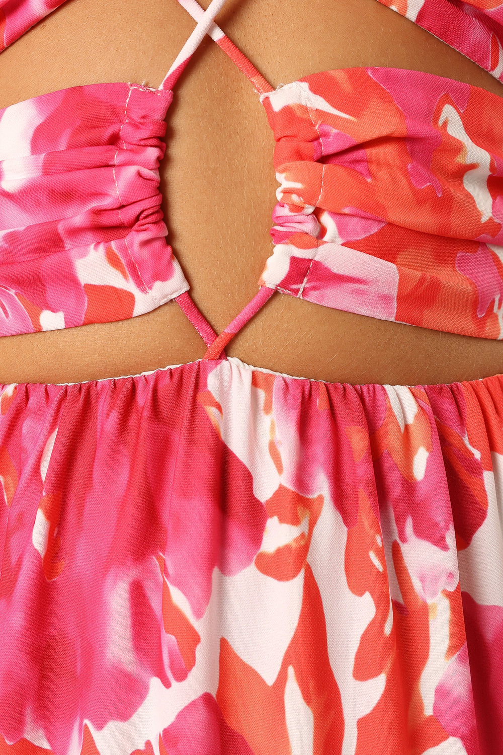 DRESSES @Carva Halterneck Maxi Dress - Pink Floral