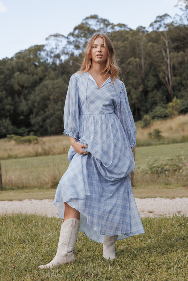 DRESSES Cassina Maxi Dress - Blue Plaid