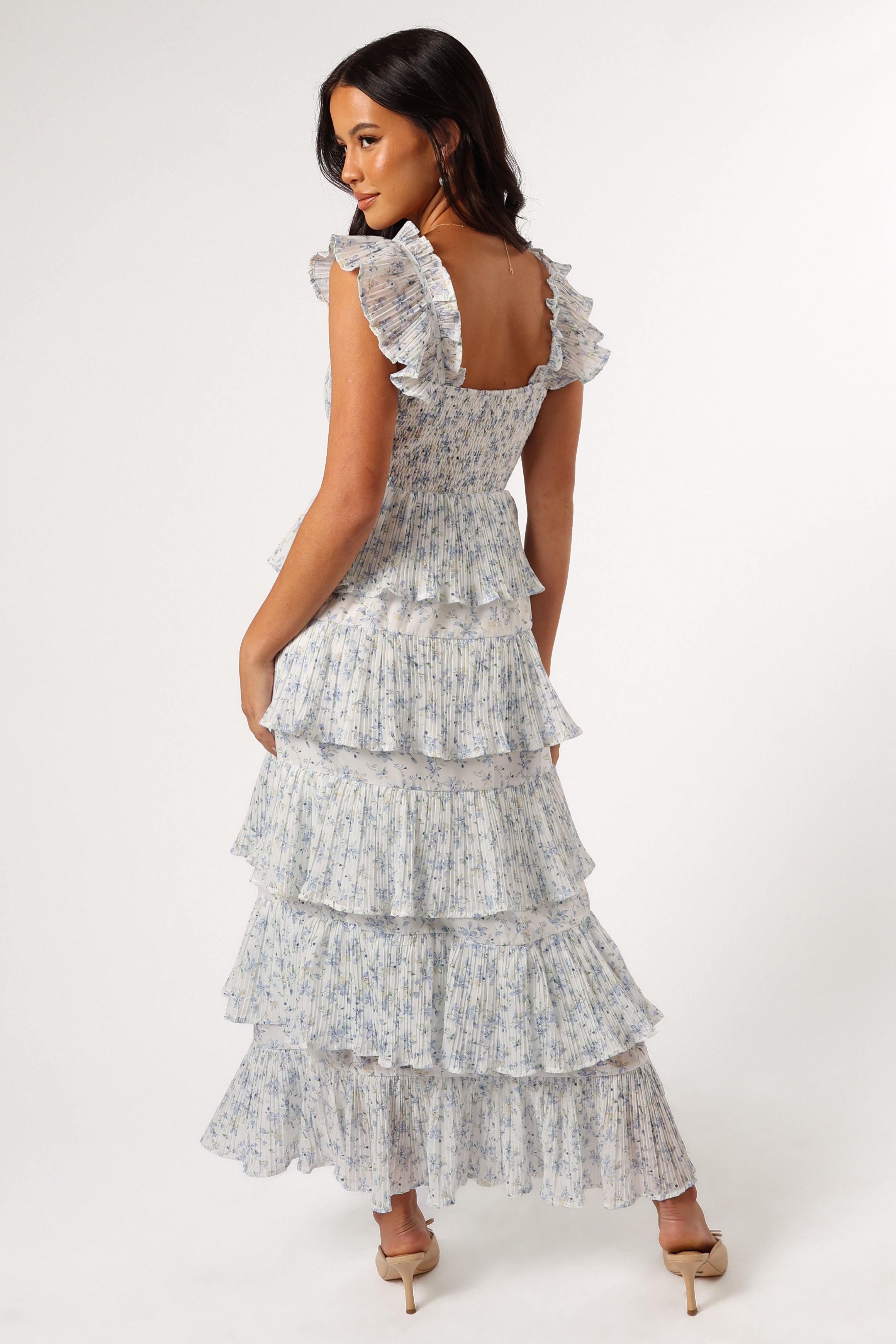 DRESSES @Cayson Midi Ruffle Dress - Cream Lavender