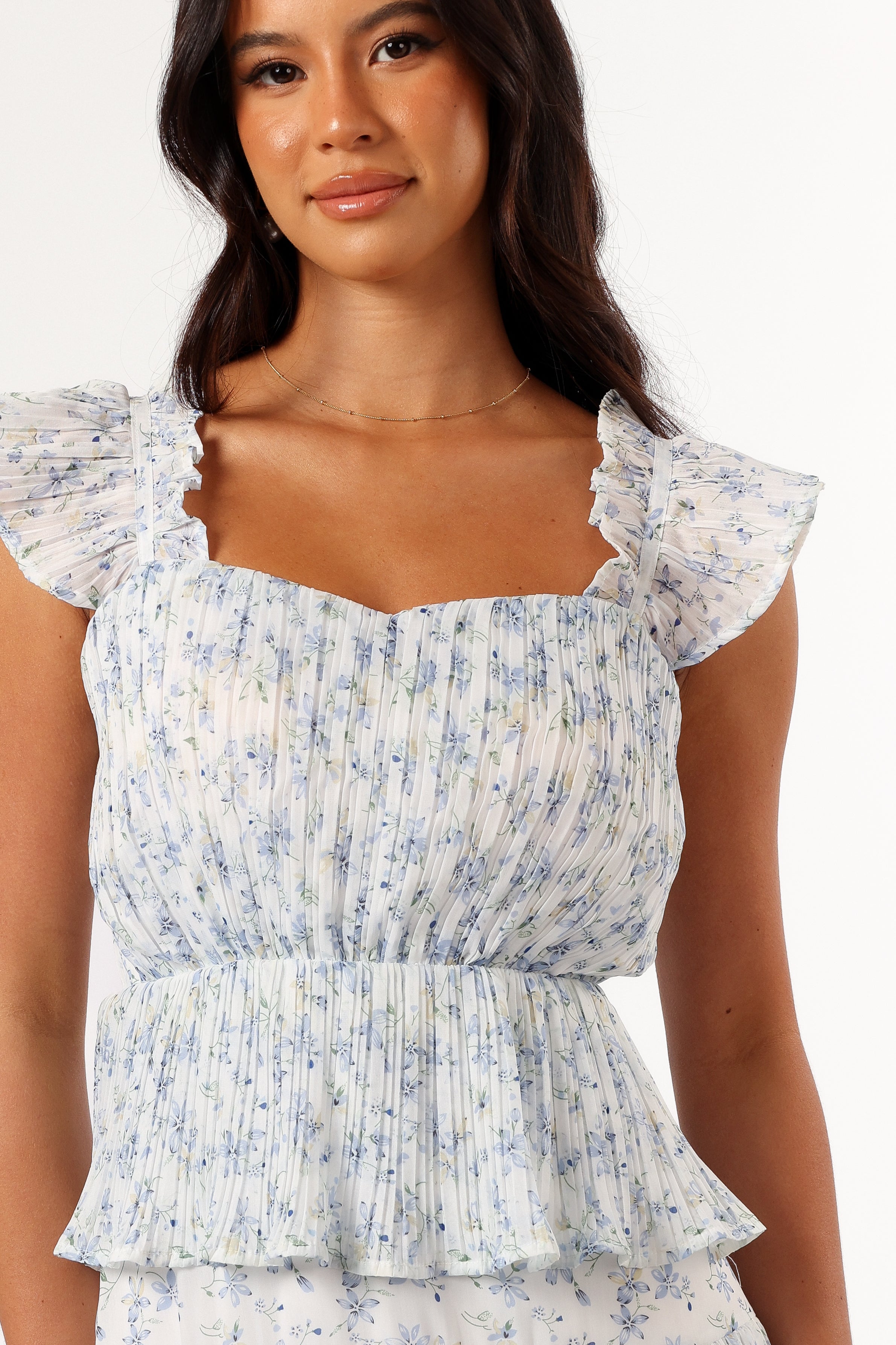 DRESSES @Cayson Midi Ruffle Dress - Cream Lavender