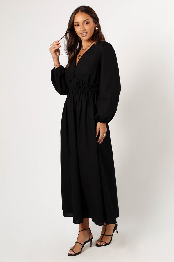 DRESSES @Cece Long Sleeve Maxi Dress - Black