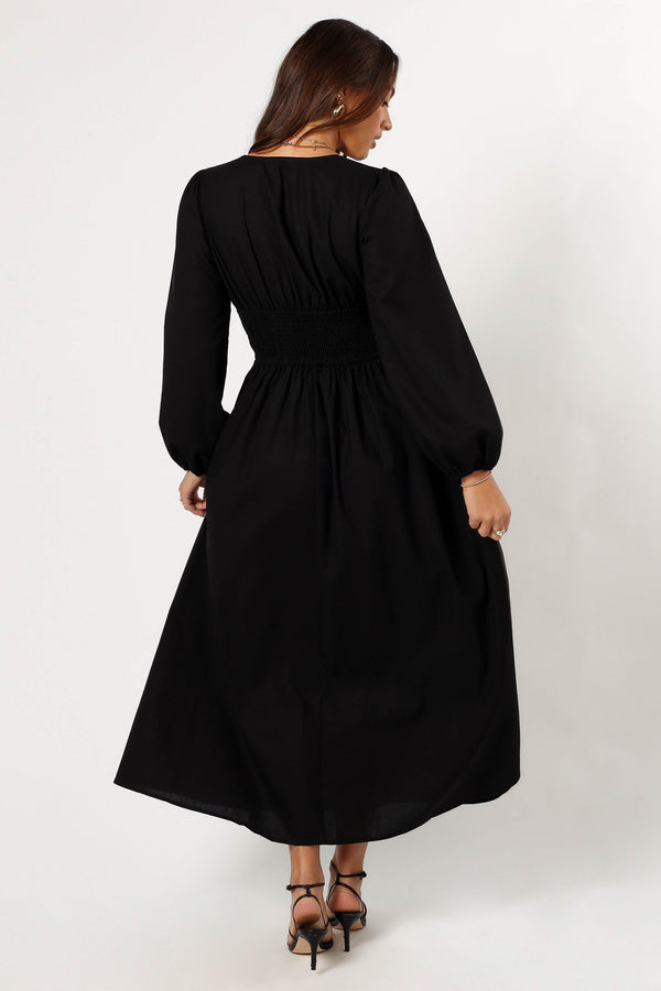 DRESSES @Cece Long Sleeve Maxi Dress - Black