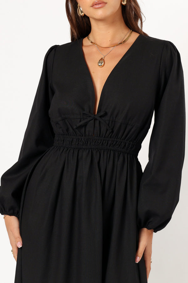 DRESSES @Cece Long Sleeve Maxi Dress - Black