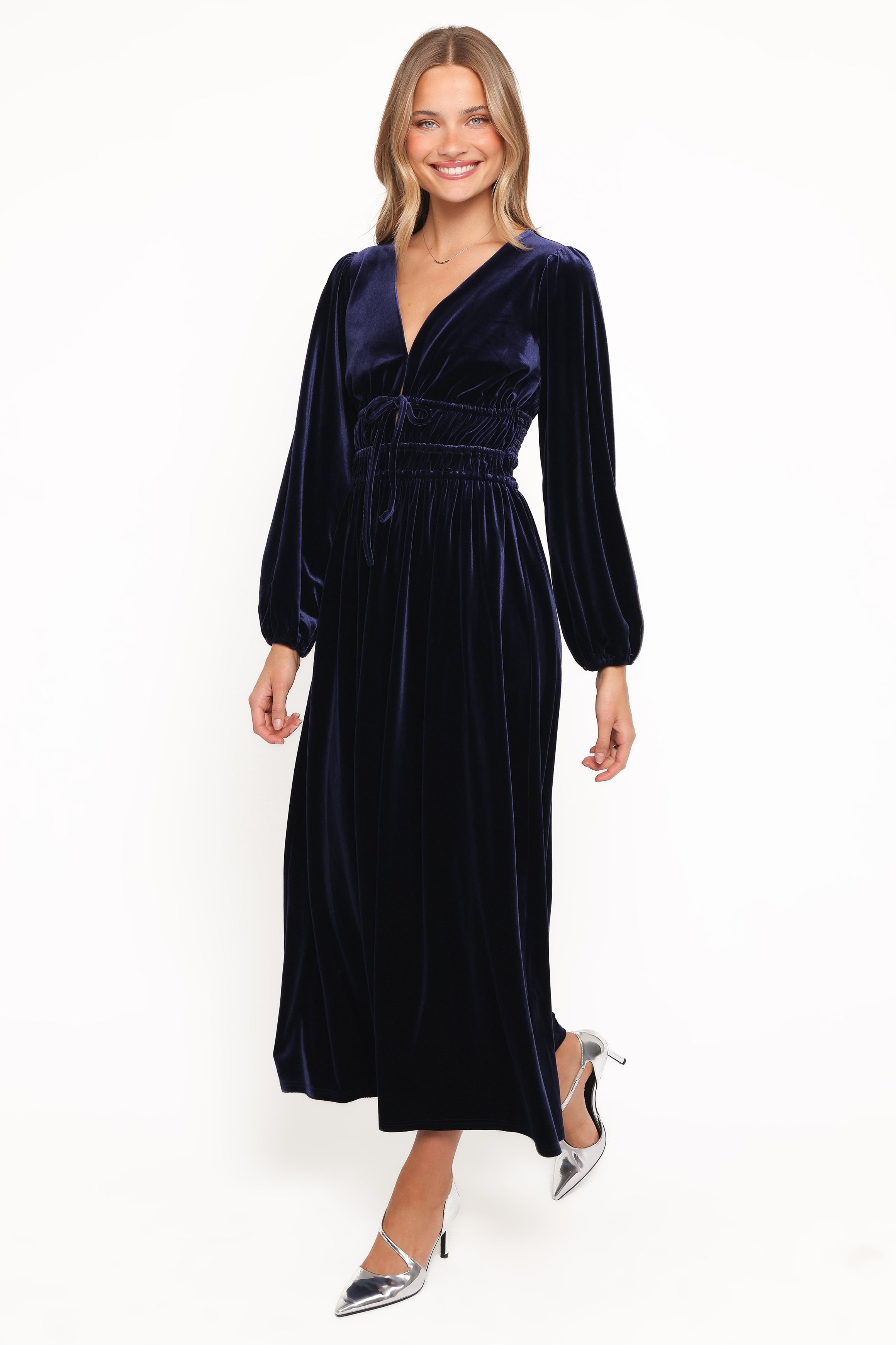 DRESSES Cece Velvet Long Sleeve Maxi Dress - Midnight Blue