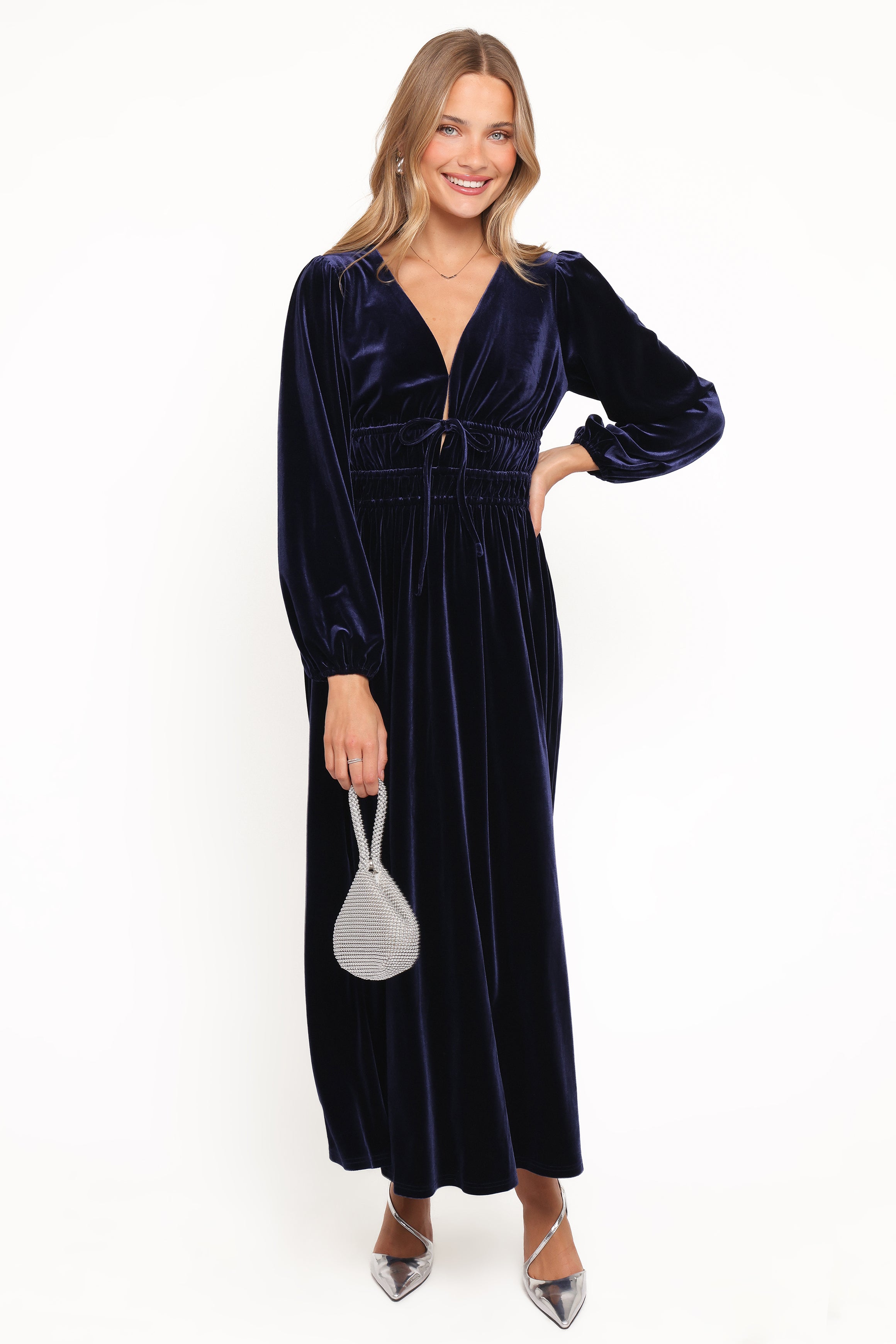 DRESSES Cece Velvet Long Sleeve Maxi Dress - Midnight Blue