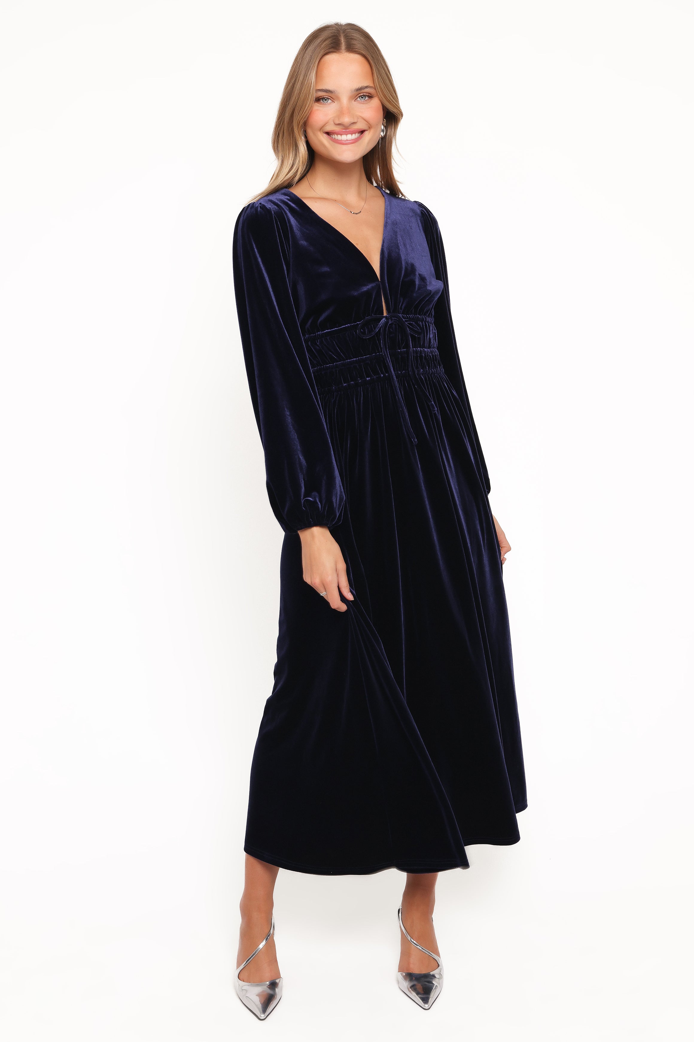 DRESSES Cece Velvet Long Sleeve Maxi Dress - Midnight Blue