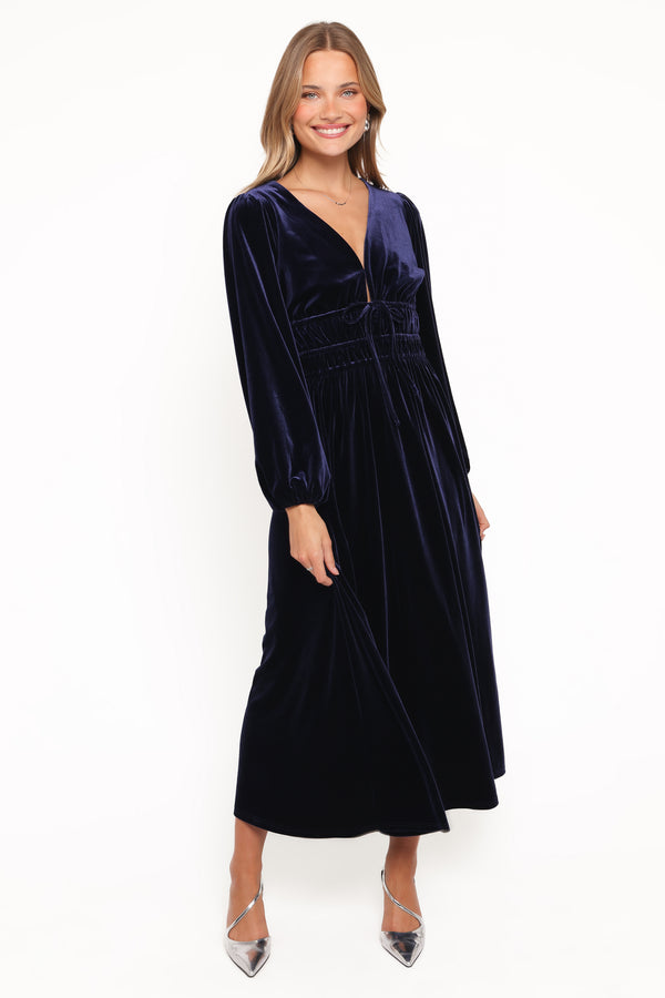DRESSES Cece Velvet Long Sleeve Maxi Dress - Midnight Blue