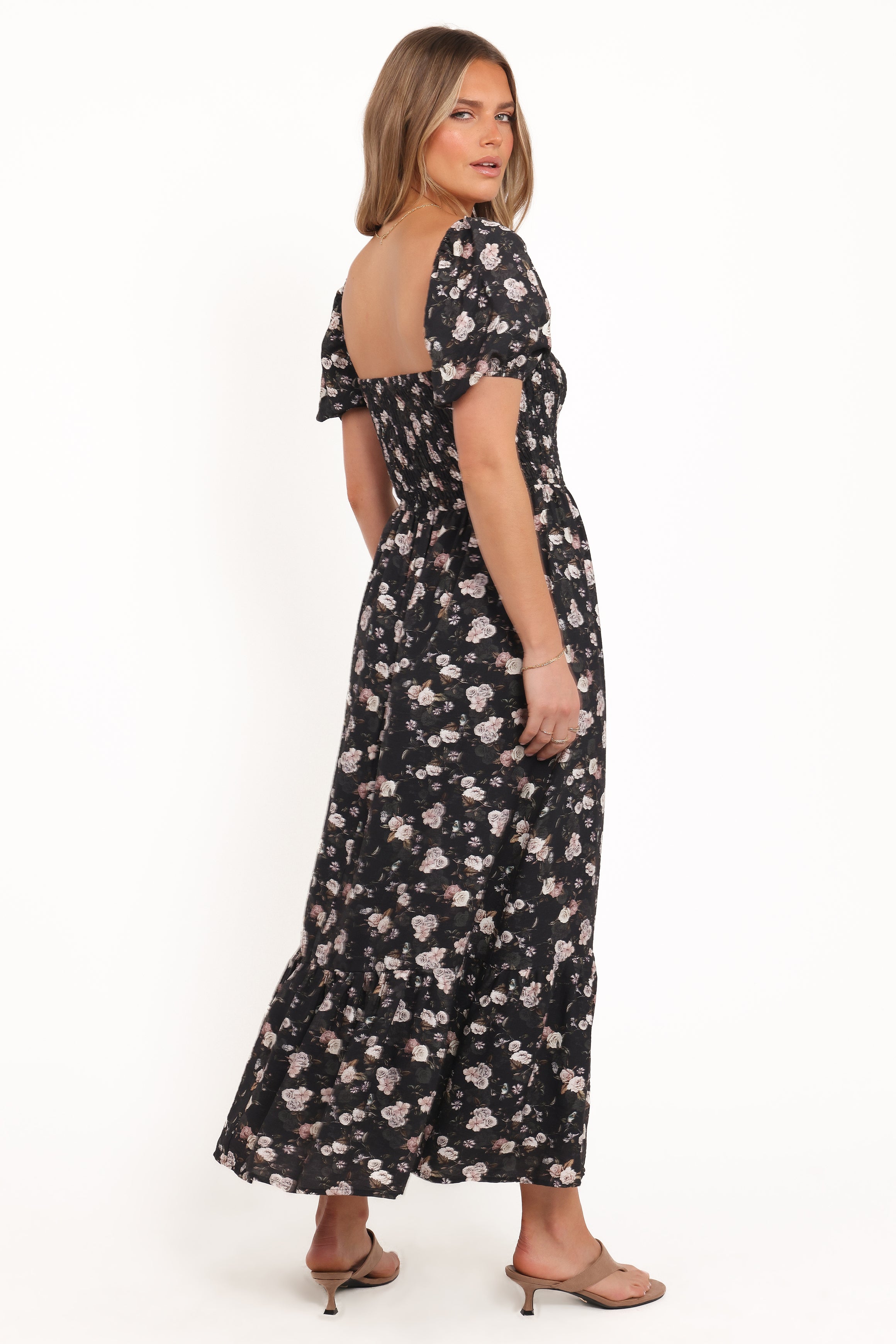 DRESSES Cecelia Puff Sleeve Maxi Dress - Black Floral