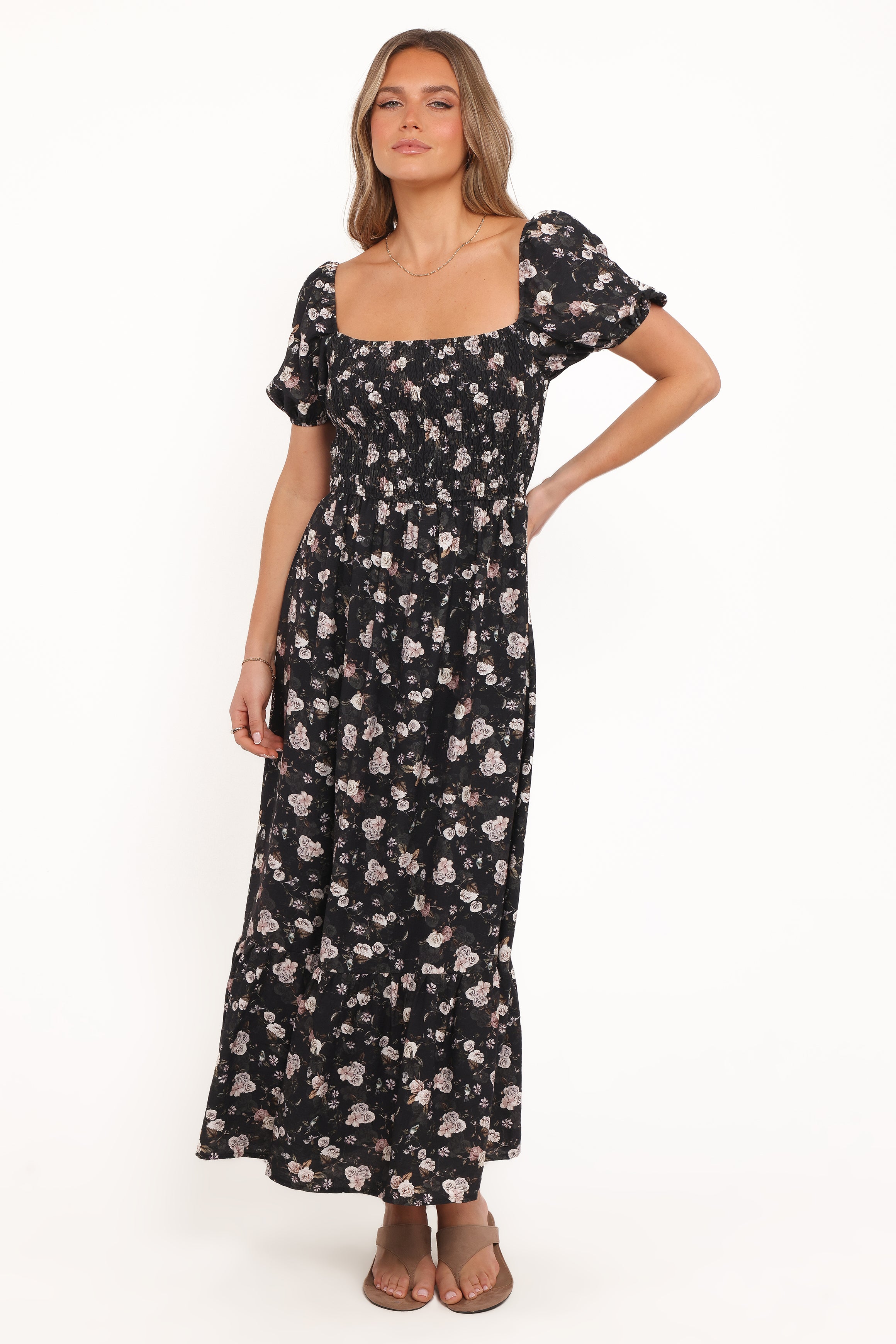 DRESSES Cecelia Puff Sleeve Maxi Dress - Black Floral