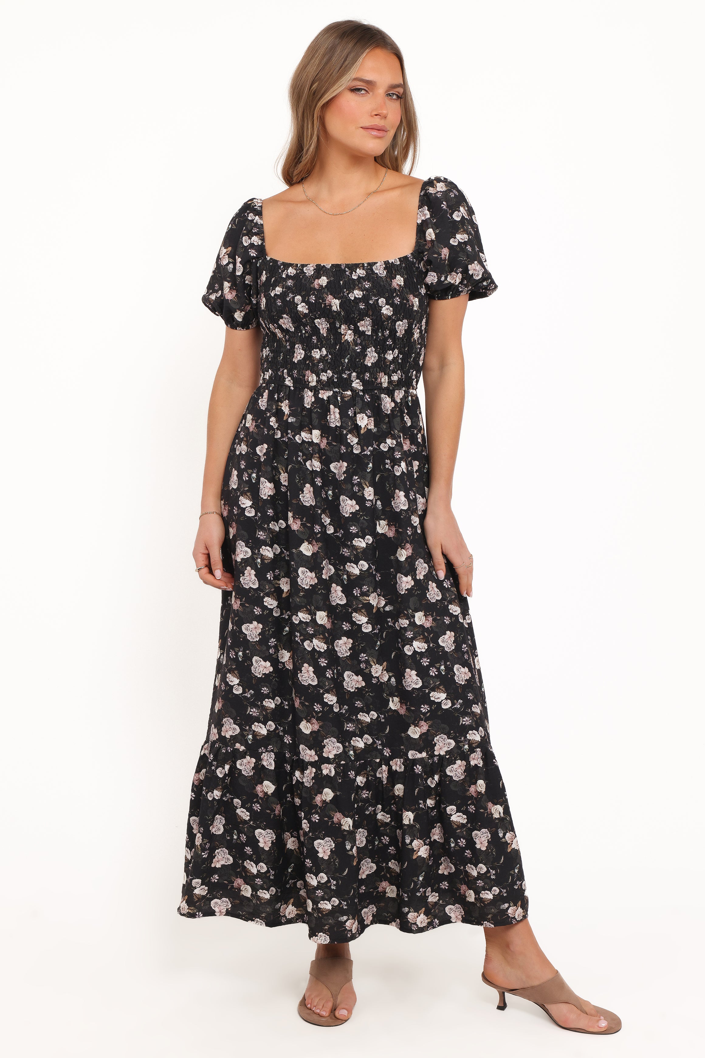 DRESSES Cecelia Puff Sleeve Maxi Dress - Black Floral