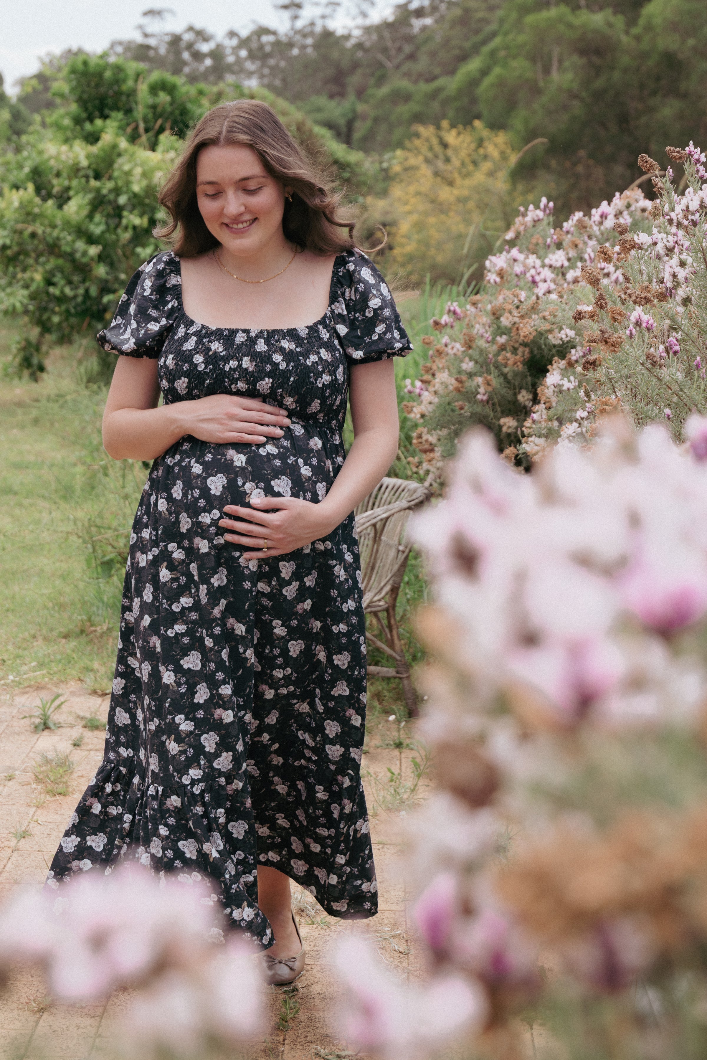 DRESSES Cecelia Puff Sleeve Maxi Dress - Black Floral