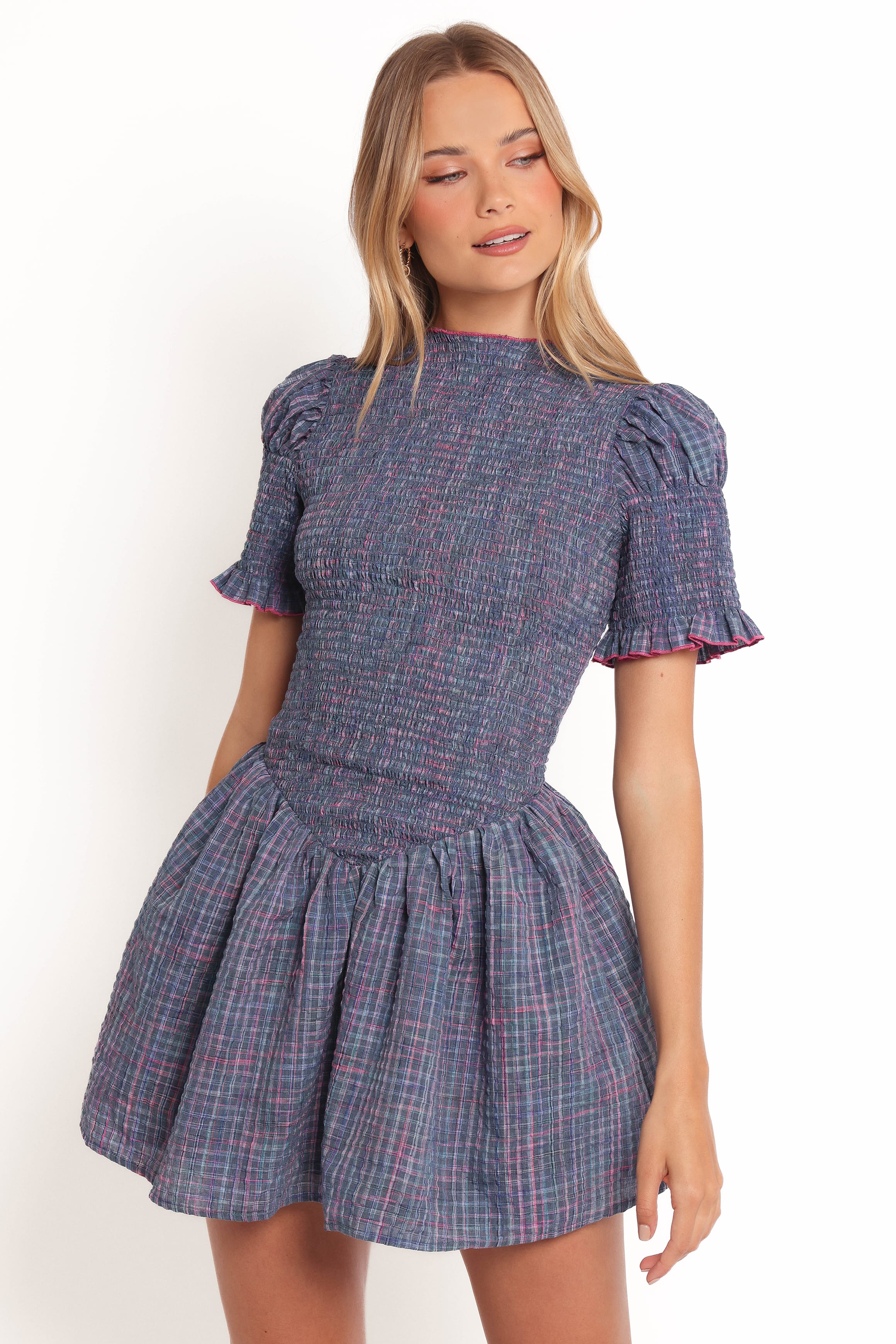DRESSES Celine Mini Dress - Navy Plaid