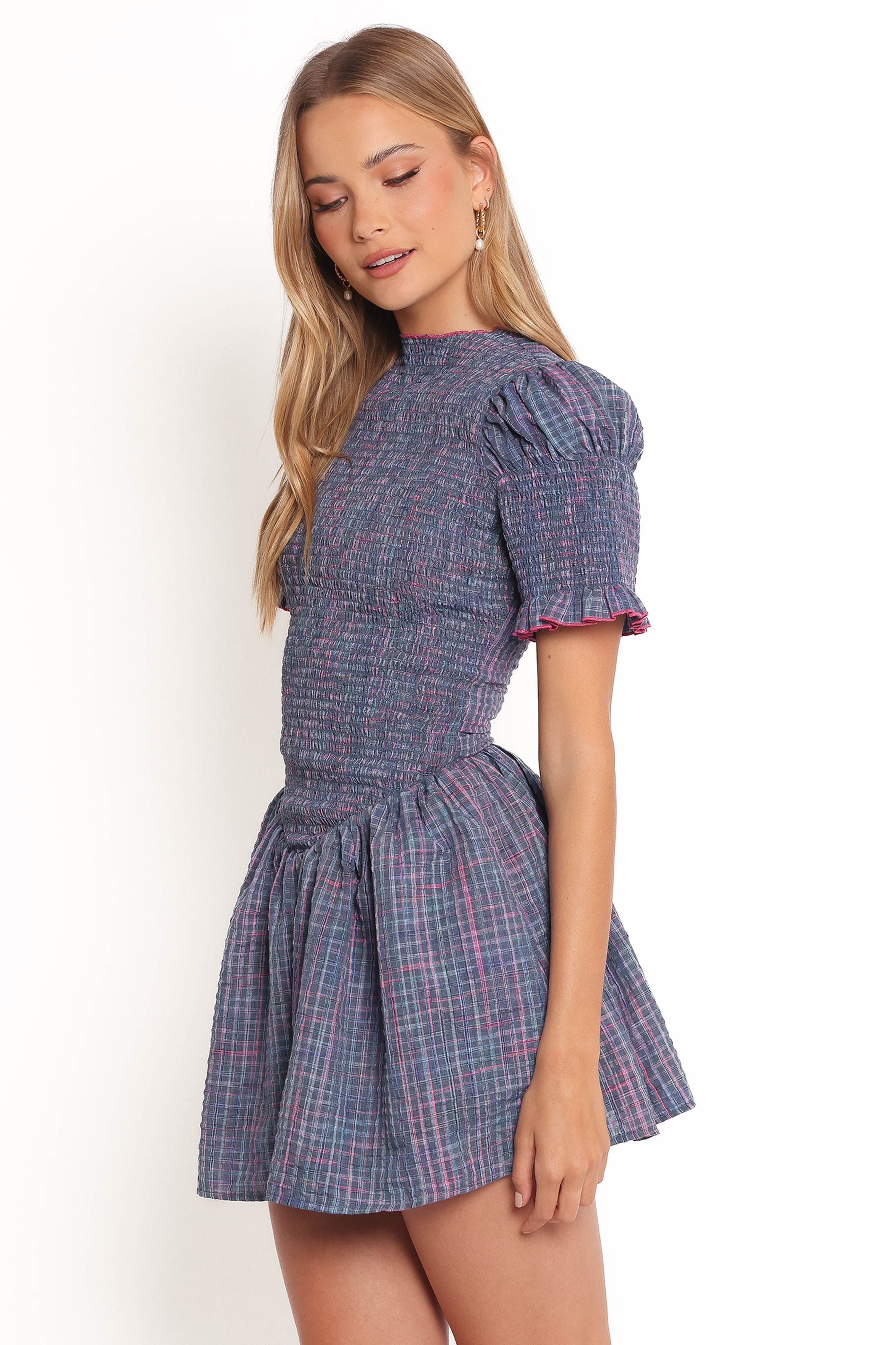 DRESSES Celine Mini Dress - Navy Plaid