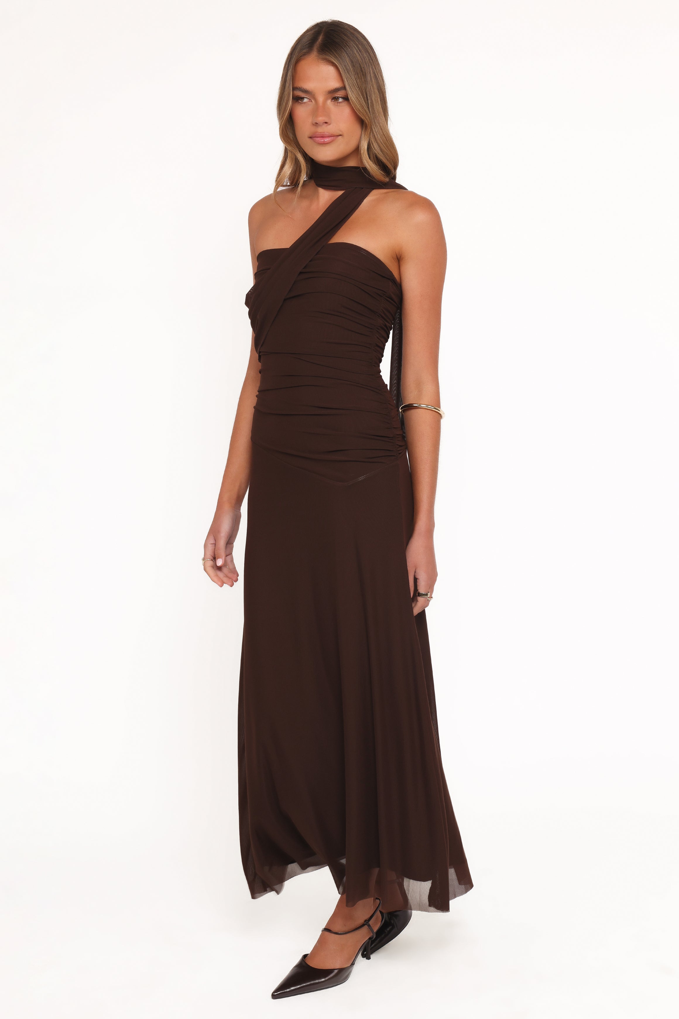 DRESSES Charly One Shoulder Maxi Dress - Brown