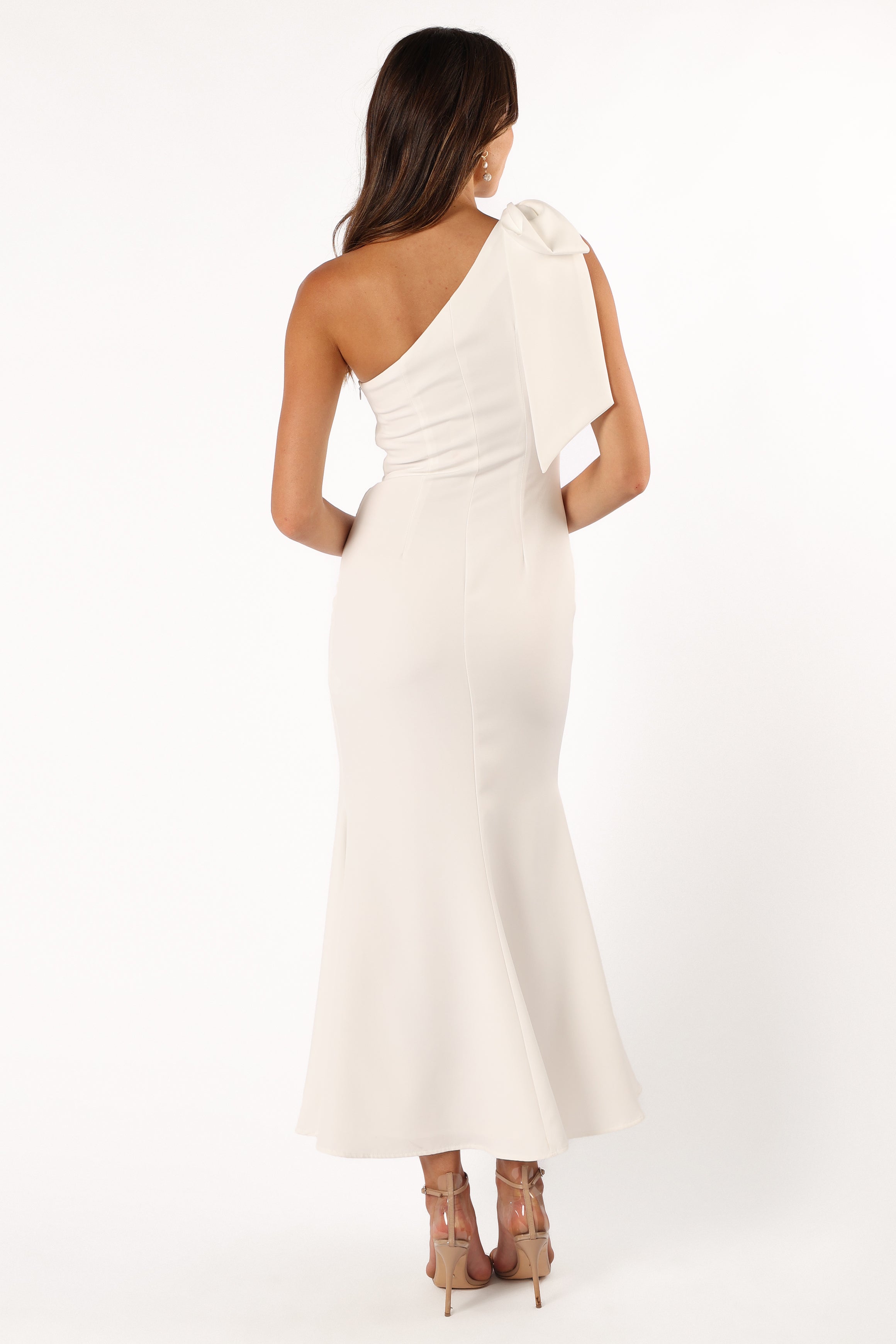 DRESSES @Charmed One Shoulder Midi Dress - Off White