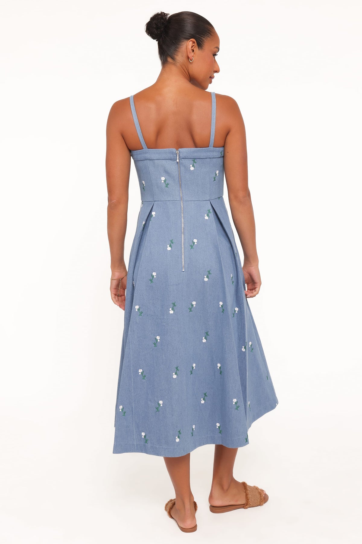 DRESSES Chelsea Embroidered Midi Dress - Med Denim