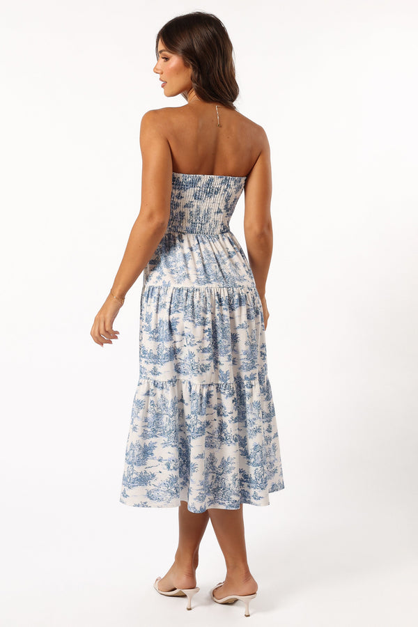 DRESSES @Cherie Bow Front Midi Dress - Blue