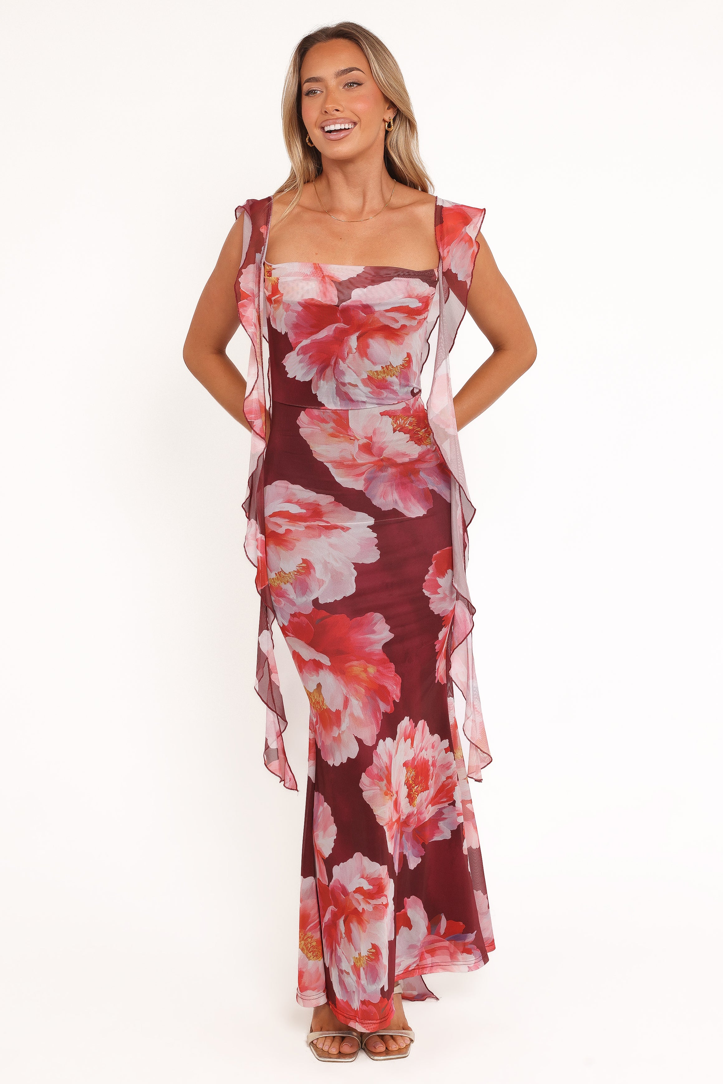 DRESSES Chiara Maxi Dress - Burgundy Peony