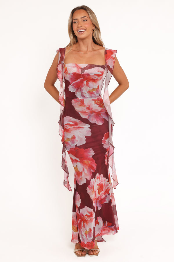 DRESSES Chiara Maxi Dress - Burgundy Peony