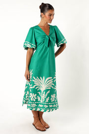 DRESSES @Chinta Midi Dress - Green Print