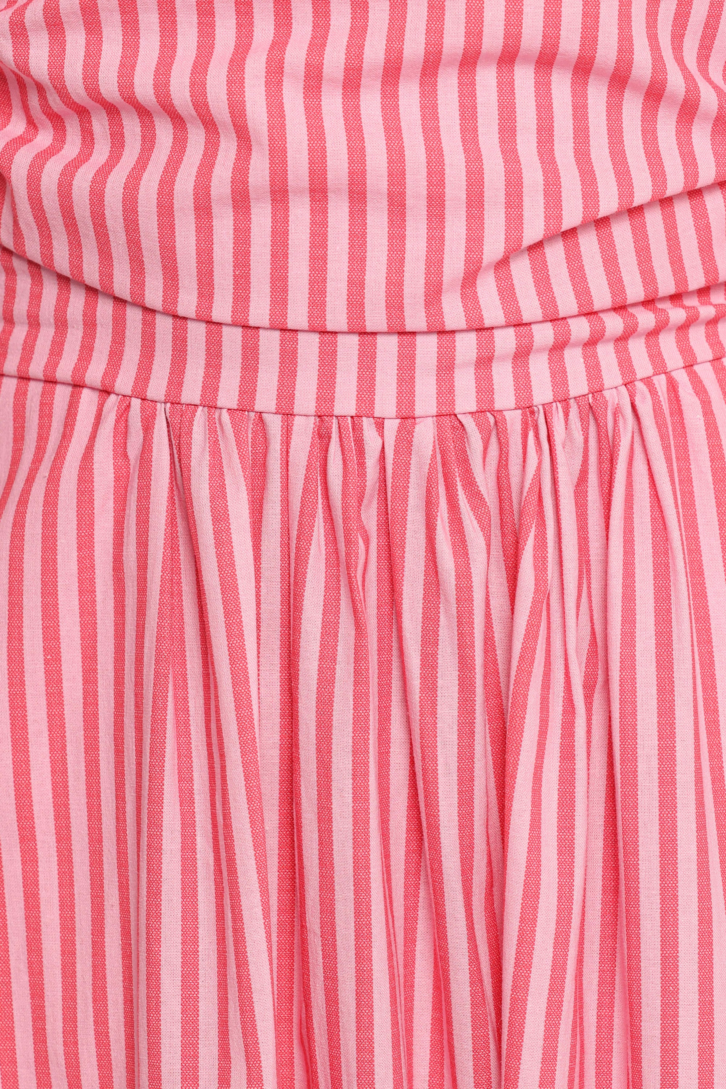 DRESSES Chlo Puff Sleeve Midi Dress - Red Stripe