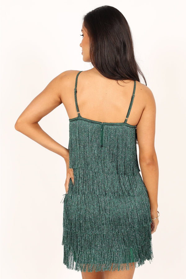 DRESSES @Chrissy Halterneck Mini Dress - Dark Green