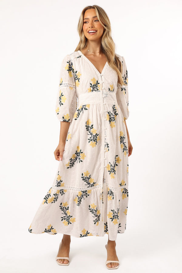 DRESSES @Christie Maxi Dress - White Yellow Floral