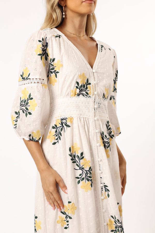 DRESSES @Christie Maxi Dress - White Yellow Floral