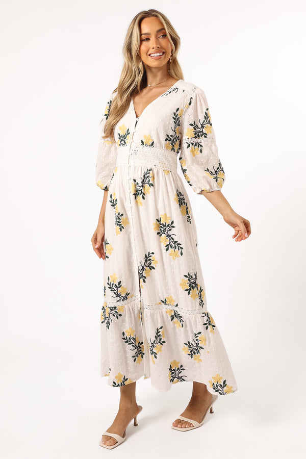 DRESSES @Christie Maxi Dress - White Yellow Floral