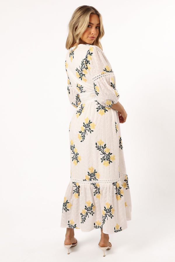 DRESSES @Christie Maxi Dress - White Yellow Floral